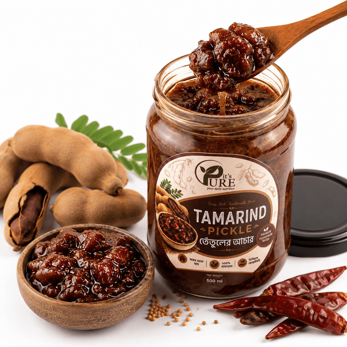 It's Pure Tamarind Pickle (Tetul Achar) Jar – Traditional Sweet & Tangy Bangladeshi Tamarind Pickle